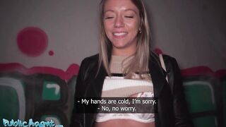 Public Agent - Blonde French girl caught masturbating in street fast hard fuck POV blowjob