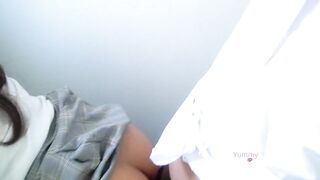 My teacher finds me in the bathroom and pulls down my panties for not being on time for my classes.