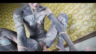 Alternative TATTOO Model Masturbating With Big Toy