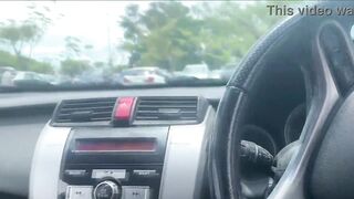 Stop it! I'm waiting for my wife! A milf is jerking me off in the parking lot.