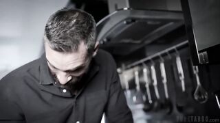 PURE TABOO. Wealthy man intimidates his European maid into cleaning for him in the nude