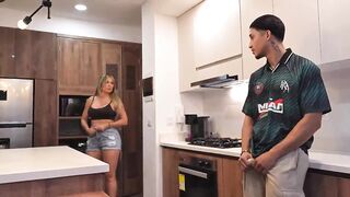 Sexy stepmother fucks her stepson while her husband is at work