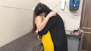 The beautiful wife was cooking in the kitchen when the husband came and started having sex in the kitchen itself.