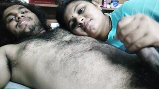 Mallu couple hot romance with hand job, Vaishnavy doing hand job with Sharun Raj cock, Mallu girl loves to do hand job